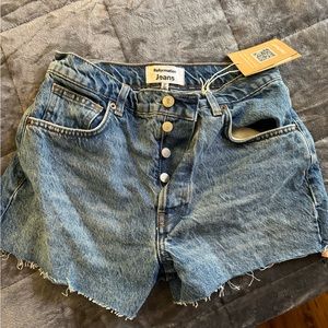 Reformation charli high rise jean short in blue denim